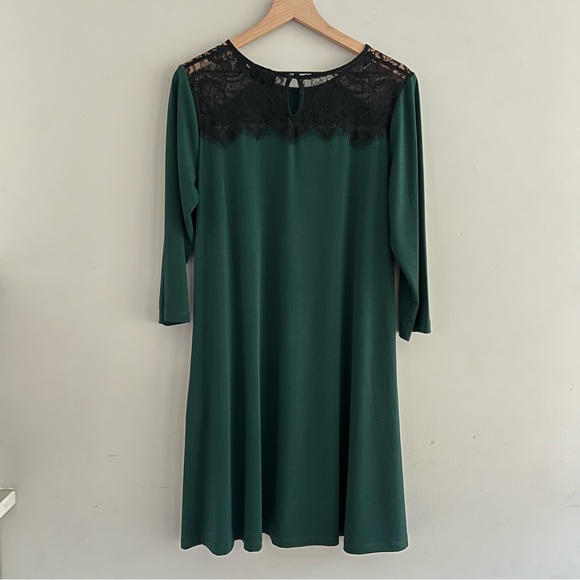 Green Trapeze Style Dress size Large - Picture 2 of 8